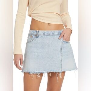 BNWT Re/done & Pam Mid-Waist Denim Wrap Miniskirt size 26